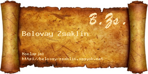 Belovay Zsaklin névjegykártya